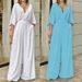 Women's Clothing Large Size Women's Ins Wide Leg Solid Color V-neck Simple Fashion Jumpsuit_ecoleips.com