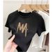 Women's Fashion-Forward Crewneck T-Shirt – Structured Shoulder, Soft Cotton, Minimalist Lace-Up Detail_ecoleips.com