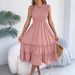 Elegant Ruffle Hem A-Line Maxi Dress With Smocked Waist For Women, Chic Sleeveless Summer Dress For Beach Wedding Party Vacation_ecoleips.com