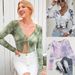 Voya Women's Fashion Tie Dye Long Sleeved Cardigan T-shirt Casual Versatile Slim Fit V-neck Women's T-shirt_ecoleips.com