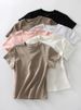Basic Short T Shirts For Women Summer O Neck Slim Cotton Top Tees Streetwear Short Sleeve White Elastic Women's T-shirt Black_ecoleips.com