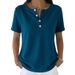 2026 New Women's Slim Fit Short Sleeve T-Shirt Solid Color Casual Button up Top Versatile Polyester Cotton Tees for Wholesale_ecoleips.com