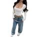 European American Y2K Sexy Style Solid Color Long-sleeve Tank Top T-shirt Women's Clothing 2026 Spring And Autumn New_ecoleips.com
