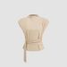Women's Fashion High Neck Short Sleeve Top Button Down Waist Cinching_ecoleips.com