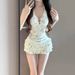 Women's Floral Print Two Piece Swimsuit High Waist Tummy Control Cute Girly Innocent Style Conservative Cake Skirt Design New_ecoleips.com