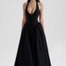 2026 New Spring Women's Clothing, Cross-Border European And American Dresses, Elegant Solid Color Halter Neck Pleated_ecoleips.com