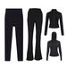 Women's Clothing Women's Short Hooded Jacket Four Piece Set With Flared Pants And Cropped Pants Slim Fit Elastic Sportswear_ecoleips.com