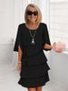 Women's Midi Dress Tiered Dress Elegant Going Out Regular Fit Pure Color Long Sleeve_ecoleips.com