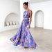 Cross-border 2025 New European And American Printed Halter Neck Beach Bohemian Style High Waist Backless Floral Dress_ecoleips.com