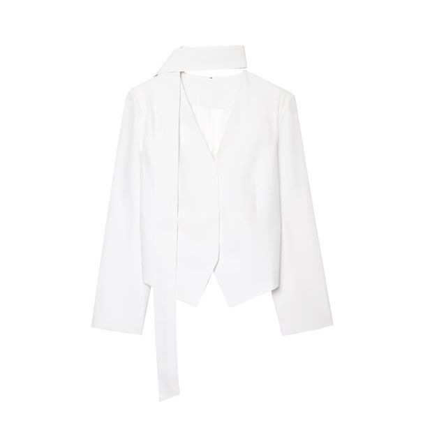 New European American Foreign Trade Style Lace-up Top For Women, With Unique Design, Elegant Deep V-neck, And High-end_ecoleips.com
