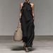 Cross-border Bestseller 2026 Summer Halter Neck Ruffle Sleeveless Loose Slimming Dress With Pockets_ecoleips.com