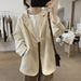 Women's Cotton Blazer With Suit Collar, New Spring/Autumn Style, Loose Fit, Slimming, Simple Korean Version, Long_ecoleips.com