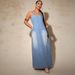 K Large Size Women's New Denim Camisole Long Dress_ecoleips.com