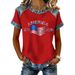 Women's 3D Printed Short Sleeve T-Shirt Waffle Knit Casual Top Split Back Neckline for Everyday Wear_ecoleips.com