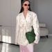 European And American Cross-border Women's Fashion 2025 Spring-summer New Style Printed Loose-fitting Blazer With Tie_ecoleips.com