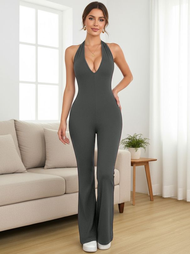 Women's Clothing Women's Style Openwork Backless Bodysuit Summer Tight Fit Butt Lifting Sports Fitness One Piece_ecoleips.com