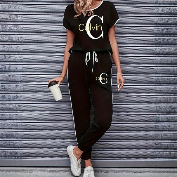 Women's Clothing Color Block Trim Casual Suit Loose Fit Short Sleeve Spring Summer Autumn New_ecoleips.com