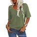 Women's T-shirt V-neck Half-sleeve Loose Shirt Casual Solid Color Basic Top_ecoleips.com