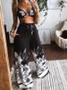 K Women's Printed Sexy Strapless Loose Wide Leg Pants Two-piece Set_ecoleips.com