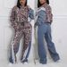 Women's Clothing Spring And Autumn New Street Leopard Print Striped Color Matching Elastic Waist Loose Trousers Suit_ecoleips.com