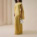 Elegant Tassel-Trim Long Dress – Solid Color Shawl Design Slim Fit Maxi Skirt For Women (S-XL, Yellow)_ecoleips.com