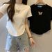 Women’s Clothing Large Size Butterfly Short Sleeved T Shirt For Women Ins Summer Pure Desire Short Popular Simple Style Bottoming Shirt Top_ecoleips.com