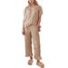 Women's Clothing Women's Plaid 2 Piece Set Casual Ruffled Short Sleeved Top And Pants For Formal & Casual For Women_ecoleips.com