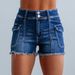 Women's Clothing Women's High-Waisted Tassel Denim Shorts Elastic Waist Fashionable_ecoleips.com