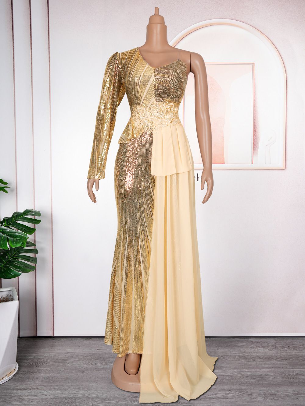 Women's Clothing Women's Sequined Evening Dress Long Skirt Christmas Party Large Size Dress_ecoleips.com