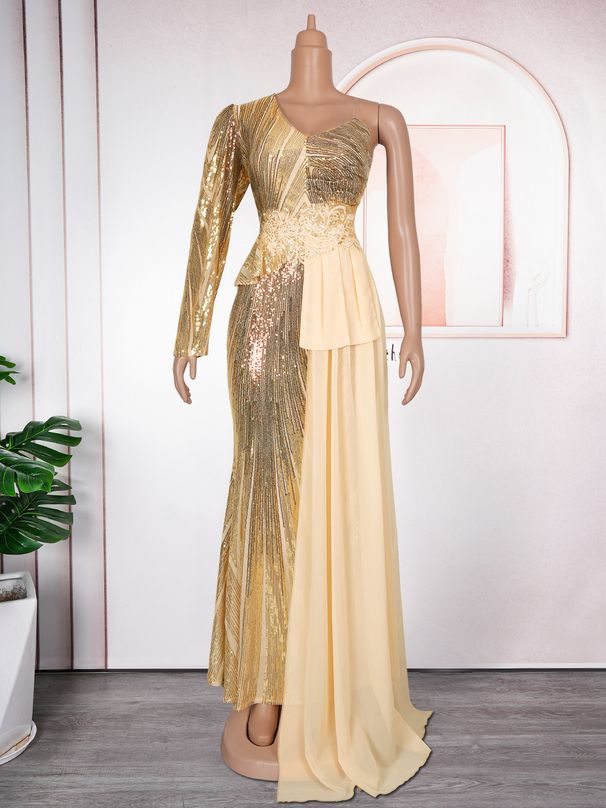 Women's Clothing Women's Sequined Evening Dress Long Skirt Christmas Party Large Size Dress_ecoleips.com
