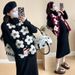 Autumn Winter New Korean Fashion Open Button Beaded Heart Vest 2-Piece Knitted Maternity Dress_ecoleips.com