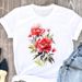 European And American Cross-border Foreign Trade Wholesale Clothing Butterfly Floral Round Neck Plus Size Short-sleeve_ecoleips.com