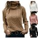 Elegant High Neck Knit Sweater Women's Casual Long Sleeve Pullover Solid Color Winter Fashion Loose Fit Retro Style_ecoleips.com