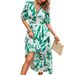 Women's Clothing Summer Temperament Waist V Neck Printed Long Skirt_ecoleips.com
