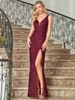 Women's Clothing New Evening Dress For Women, Banquet, Temperament, Slimming, Daily V Neck, Sequined, Slit Dress_ecoleips.com