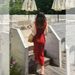 Rose Red V-Neck Strap For Women Summer Waist-Cinching Bodycon Vacation Long Elegant High-End Dress_ecoleips.com
