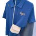 Women's Blue Plus Size Short Sleeve Knit Top Polo Collar Shoulder Cutouts Summer Youthful Fashion Top_ecoleips.com