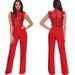 Women's Clothing High Collar Fashion Straight Ladies Jumpsuit Lace Crochet Sleeveless Jumpsuit_ecoleips.com