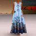 Women's Summer Vintage Printed Dress Literary Style V Neck Sleeveless Dress With Pockets Casual Retro Printed Dress For Ladies_ecoleips.com