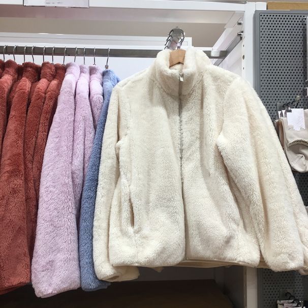 Aria Basics 2025 Autumn Winter Long Coral Cardigan Stand Collar Polar Fleece Jacket Warm Furry Coat For Women 449753_ecoleips.com