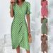 2024 Summer Comfortable Casual V-neck Print Puff Irregular Hem Short Sleeve Commuting Floral Dress_ecoleips.com