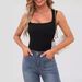 Women's Clothing Camisole Vests Sleeveless Off Shoulder Square Neck Threaded Shoulder Strap Tops_ecoleips.com