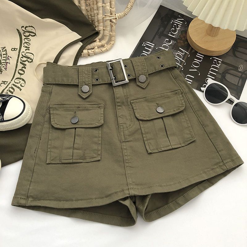 Verve Coffee Color Workwear Denim 2025 New Summer Women High Waist Anti-Exposure Slim Fit Bodycon Short Skirt Pants_ecoleips.com