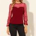 2026 European And American New Women's Mesh Polka Dot Splicing Round Neck Long Sleeved Elegant And Fashionable T-shirt_ecoleips.com