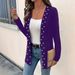 Elegant Beaded Knit Cardigan Jacket For Women - Stylish Office Wear & Casual Outerwear With Flowy Sleeves_ecoleips.com