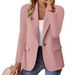 Women's Long Sleeve Solid Color Blazer Cardigan V-Neck Office Casual Lightweight Jacket Fashion Trends_ecoleips.com