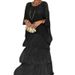 2024 Fashion New Chiffon Mesh Batwing Sleeve Round Neck Long Dress European And American Style Light Luxury_ecoleips.com