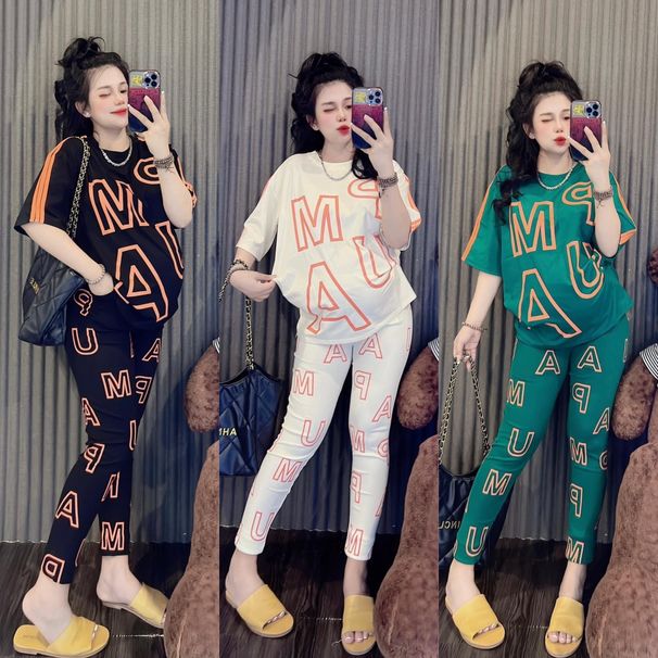 Women's Clothing Suits Summer New Loose Short Sleeved T Shirt Slim Yoga Pants Trousers Sports Two Piece Suit_ecoleips.com