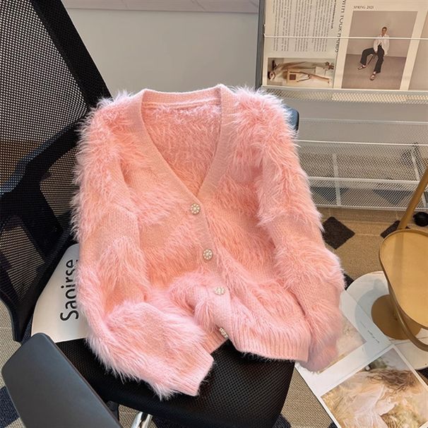 Women's Soft Fleece Cardigan – Cozy Knit Sweater Jacket For Fall & Winter Women's Clothing_ecoleips.com