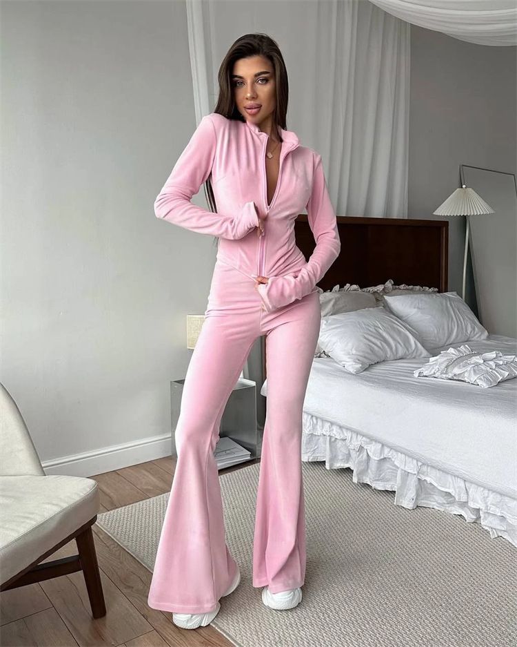 Silver Fox Fleece Zip-Up Hoodie & Elastic Waist Pants Set – Slim-Fit Casual Outfit For Women (S-XL, 8 Colors)_ecoleips.com